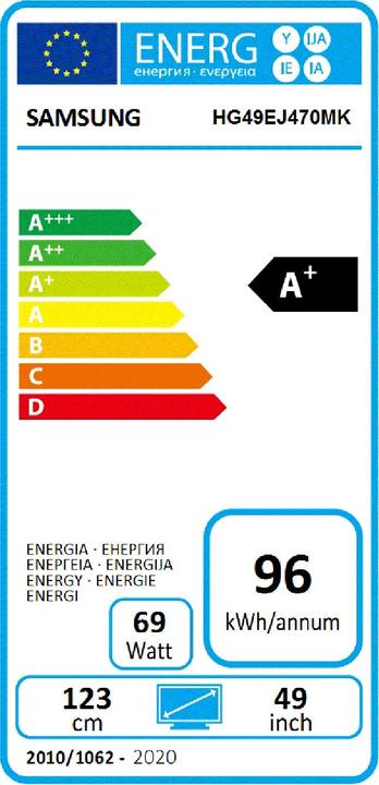 Label énergétique Samsung HG49EJ470MKXEN (49", LCD)