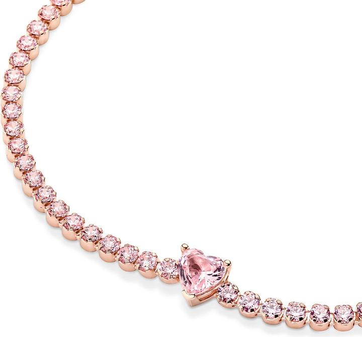 Immagine prodotto Pandora Bracciale da tennis in oro rosa 14k con pavé di cuori scintillanti (16 cm, placcato oro rosa, Metallo)