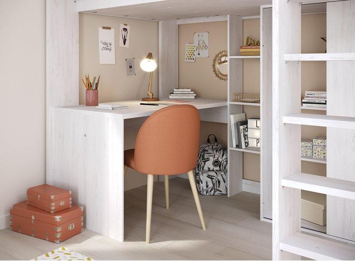 Image du produit CaliCosy Lit mezzanine Blanc avec bureau et rangements 90x200 cm - Higher (90 x 200 cm)