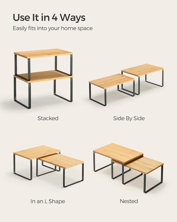 Produktbild Songmics Schrank-Organisationsregal 2er Set (17 x 19.5 x 15.5 cm, 17 x 18.5 x 14 cm)