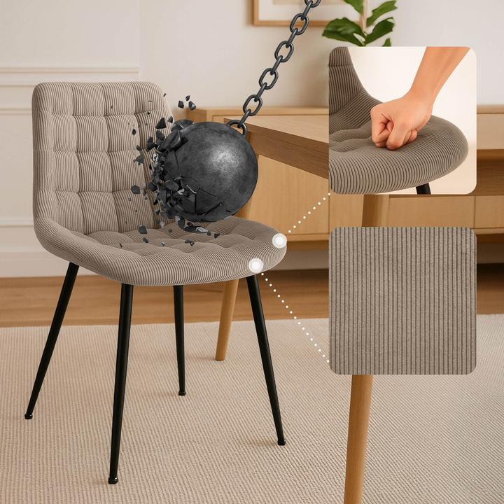 Image du produit CLP Chaise de salle à manger Sardna revêtement velours côtelé rembourré avec dossier