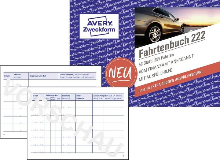 Produktbild Avery Zweckform 222-10 DIN A6 quer Fahrtenbuch Anzahl der Blätter: 40 Weiss 10 (40 x)