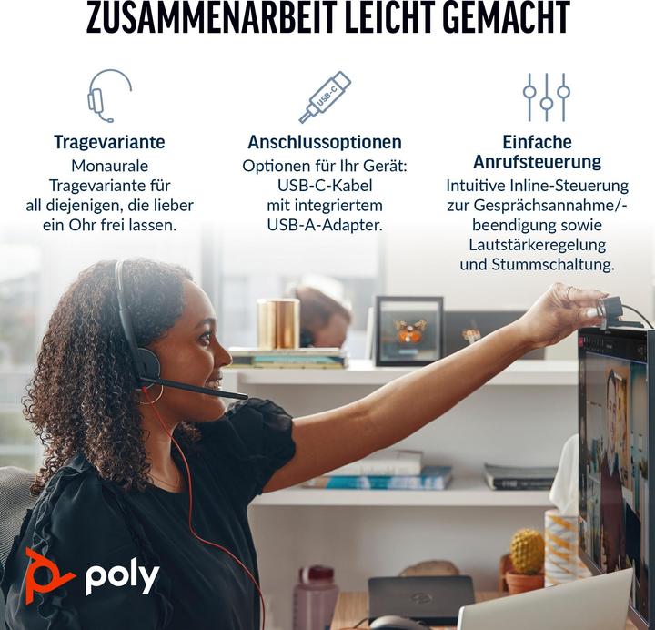Actual product image Poly BW 3210 USB-C HS +USB-C/A (Cable, USB-A)