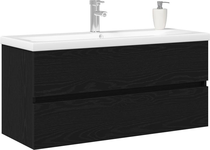 Image du produit VidaXL Meuble vasque avec lavabo intégré Chêne noir en bois laqué