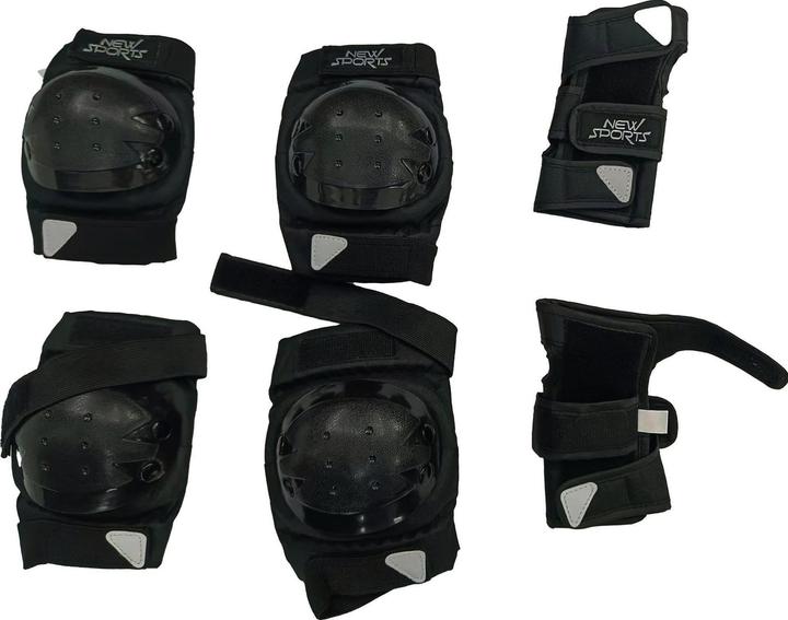 New Sports Protector set black, size XS up to 25 kg (XS, Wrist protectors, Knee pad, Elbow protectors, 6 pieces)