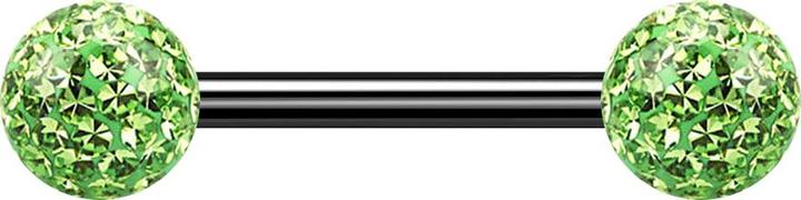 Star Piercing Barbell schwarz mit zwei Kristallkugeln hellgrün Epoxy Schutzschicht (ohne Messing, Titan G23)
