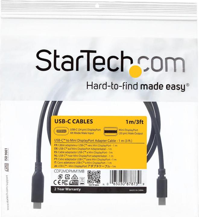 Actual product image StarTech 1m 3 Ft USB C To Mdp Cable (1 m, DisplayPort)