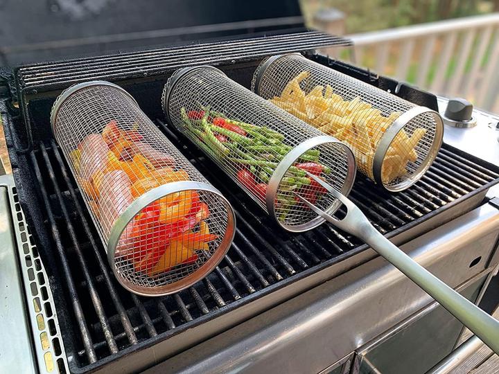 Produktbild Werkstein Edelstahl BBQ Grill-Korb mit Gabel für Gemüse/Fleisch