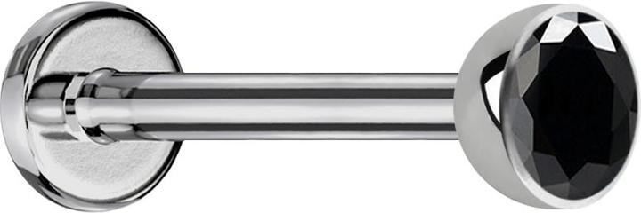 Produktbild Star Piercing Micro Labret silber mit Halbkugel Kristall schwarz (ohne Messing, Titan G23)