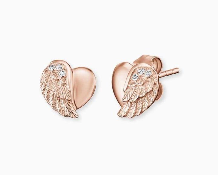 Actual product image Engelsrufer Stud earrings heart wings rose gold (925 silver)