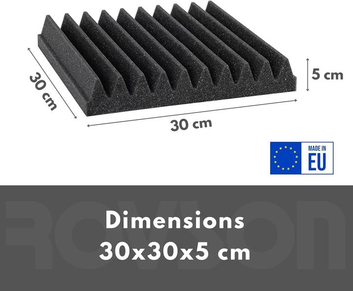 Actual product image Rovson Akustikschaumstoff-Paneele Set (24 Stück, 30x30x5 cm) (24 pcs.)