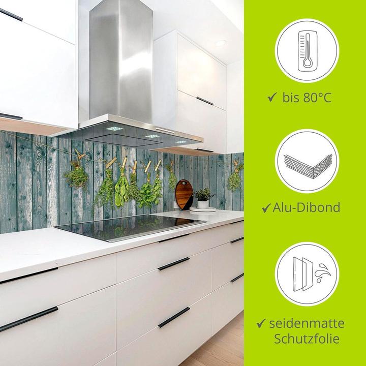 Actual product image Artland Aluminium kitchen splashback herbs with wood look