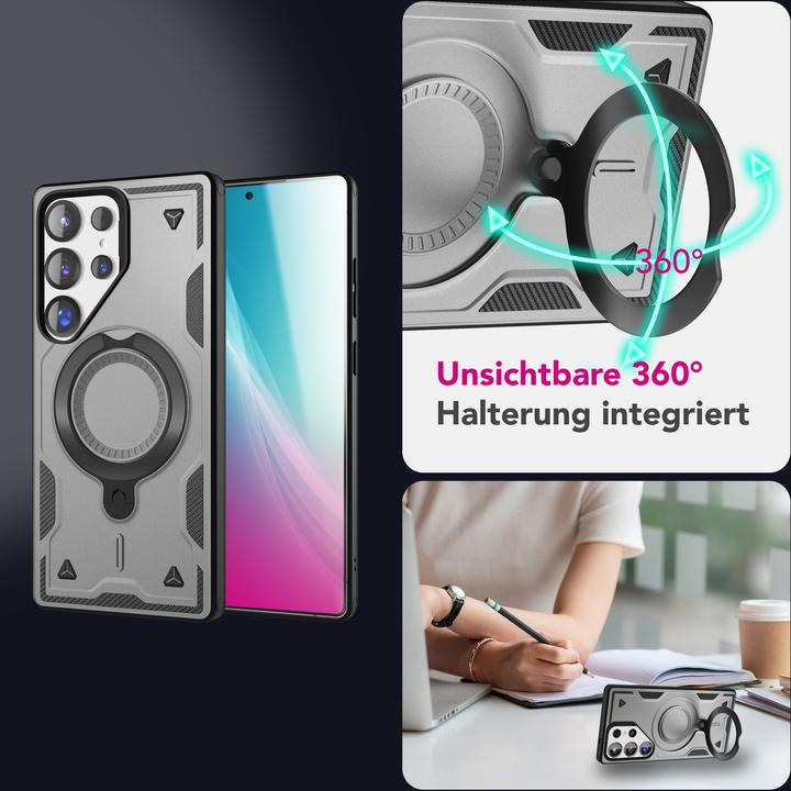 Produktbild Nalia Stormguard - Stossfeste Armor Ring Hülle für MagSafe - Military Kickstand Hardcase (Samsung Galaxy S25 Ultra)