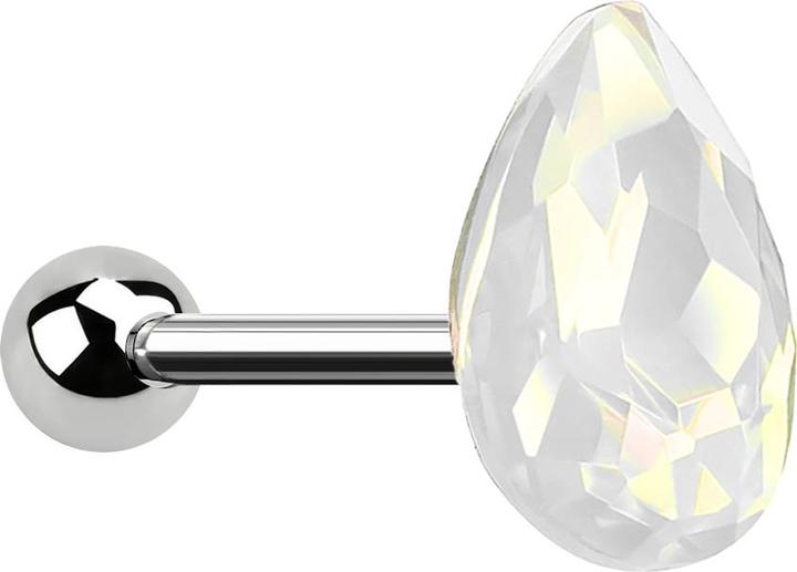 Image du produit Star Piercing Micro Barbell silber Tropfen Opalite weiss (sans laiton, Acier chirurgical 316L)