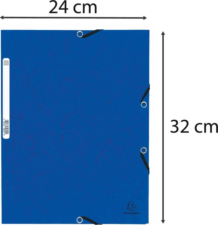 Image du produit Exacompta Chemise à élastique 3 rabats carte lustrée 355gm2 - A4 - Bleu (A4, 1 x)