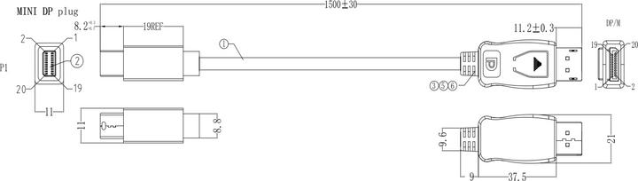 Actual product image Bachmann Mini DisplayPort to HDMI cable 1.5m 4K60Hz (1.50 m, HDMI)