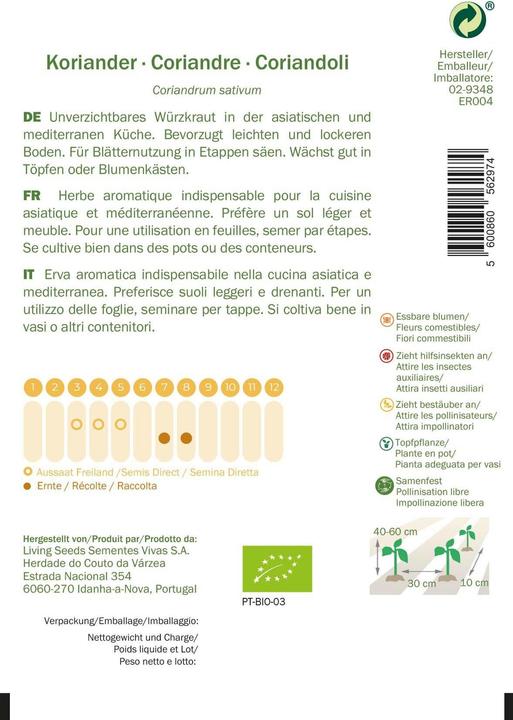 Produktbild Living Seeds Koriander (Kräutersamen)