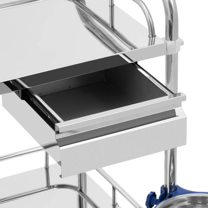 Actual product image Steinberg Laboratory Trolley - stainless steel - 2 shelves each 55 x 37 x 13 cm - 2 drawers - 20 kg