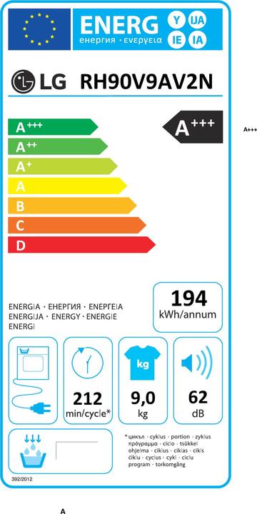 Energie-Label H.L Data Storage RH90V9AV2N (9 kg, Rechts)