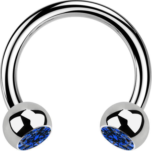 Produktbild Star Piercing Micro Circular Barbell silber mit zwei Kugeln Kristall dunkelblau (ohne Messing, Titan G23)