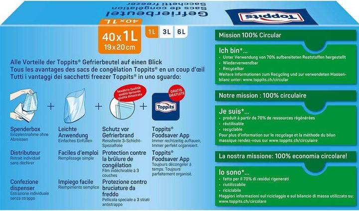 Produktbild Toppits Gefrierbeutel 1 Liter 40 Stück (40 x)