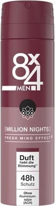 8X4 Men Million Nights Deodorant Spray with Oriental Fragrance Notes Aluminum-Free Deodorant with 48 (Spray, 157 ml)