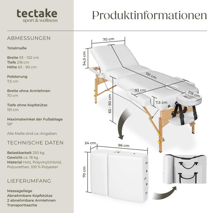 Actual product image tectake 3 Zonen Massageliege