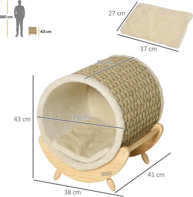 Produktbild Swisshandel24 Katzenhöhle Katzenbett mit Regal Katzenhaus Katzenhütte mit Kratzunterlage Indoor Kiefernholz Flanel (Katze)