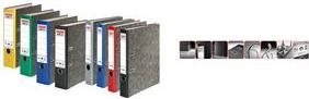 Actual product image Herlitz Recycled file, spine width: 50 mm, green spine, with black cloud marble paper cover, inside (A4, 50 mm, 1 Piece)