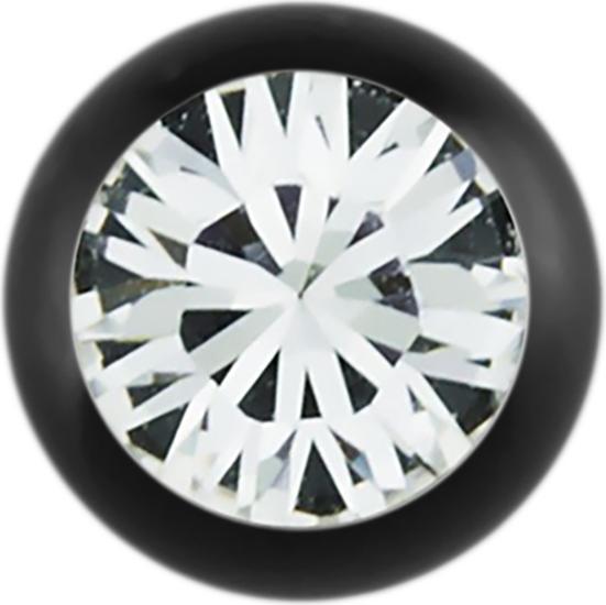 Star Piercing Micro Kugel Absolute Black mit Swarovski silber (Chirurgenstahl 316L, ohne Messing)
