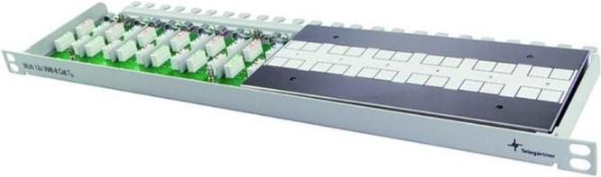 Telegärtner 48.30cm (19") connection module,Cat.7 raw cable, 12-way, 1/2 U (Plastic cable ties, 483 mm, 1 pcs.)