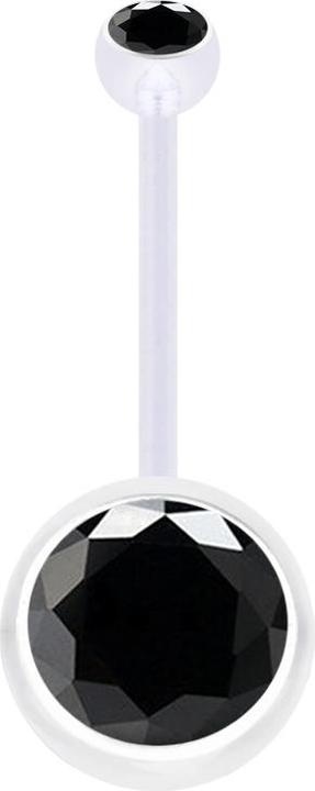 Actual product image Star Piercing Banana Pregnancy transparent with two balls crystal big black (Bioflex, without brass)