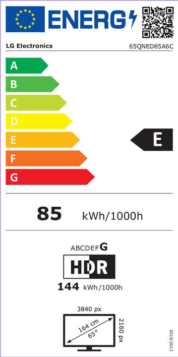 Energie-Label LG 65QNED85A6C (65", QNED85, QNED, 4K, 2025)