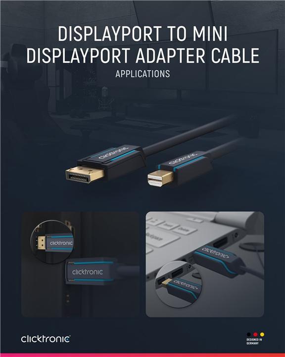 Produktbild clicktronic Mini DisplayPort Adapterkabel (1 m, DisplayPort)