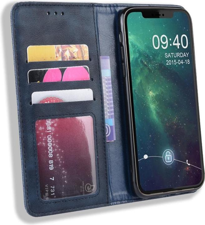 Produktbild Cover-Discount iPhone 12 / 12 Pro - Stand Flip Case Hülle dunkelblau (Apple iPhone 12 Pro, Apple iPhone 12)