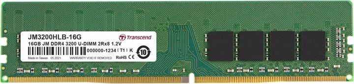 Image du produit Transcend 16GB DDR4 3200 MT/s UDIMM 288pin 1R x8 non bufférisé (2 x 8GB, 3200 MHz, RAM DDR4, DIMM)