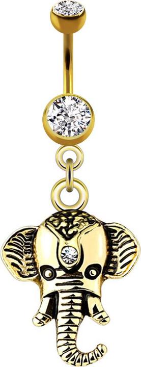 Star Piercing Banane 14k vergoldet mit Anhänger Elefant (Chirurgenstahl 316L, Messing)