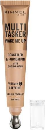 Produktbild Rimmel London Multi-Tasker Wake Me Up Foundation & Concealer 040 Ivory Lässt dunkle Augenringe aufhellen Metallic (040 Ivory)