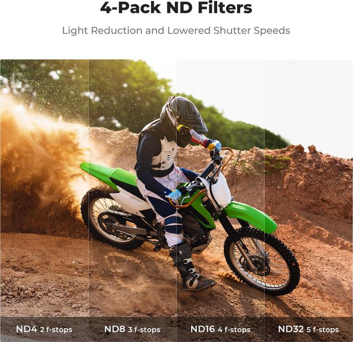 Produktbild K&F Concept 4pcs Filter Kit, ND4+ND8+ND16+ND32, For Gopro HERO 13/12/11/10/9 With ND sensor function (9, 11, 12)
