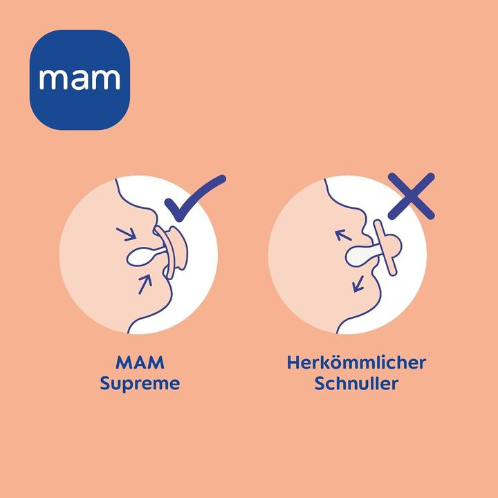 Produktbild MAM Supreme Silikon Schnuller, 2 Stück, 6-16 Monate (2 x, 6 - 16 Monate)