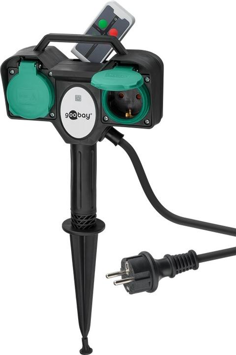 Actual product image Goobay Garden socket 2-fold with remote control (2 x, CEE 7/3, 2 m)