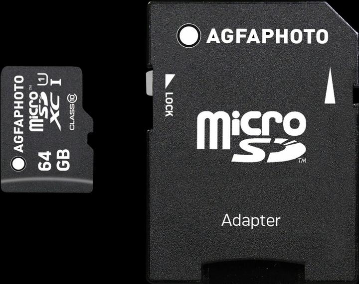 Produktbild AGFAPHOTO MicroSDXC UHS-I 64GB High Speed Class 10 U1 + Adapter (64 GB, microSDXC, U1, UHS-I)