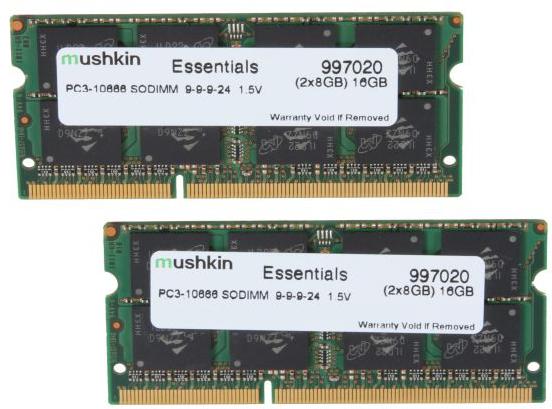 Produktbild Mushkin Essentials 997020 (2 x 8GB, 1333 MHz, DDR3-RAM, SO-DIMM)