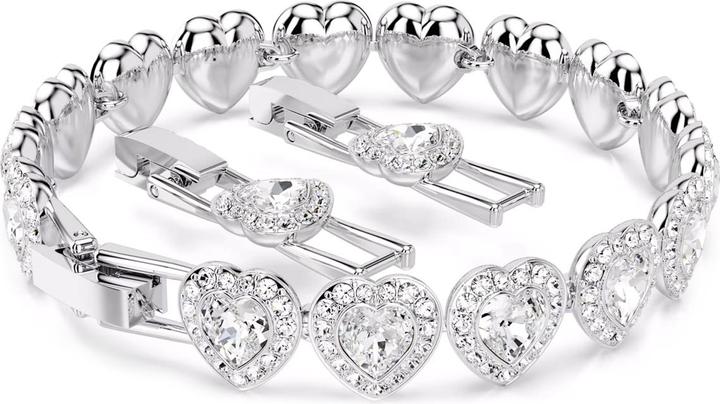 Actual product image Swarovski x Ariana Grande Tennis Armband Verschiedene Schliffe Herz Weiss Rhodiniert (22 cm, Swarovski Metal)