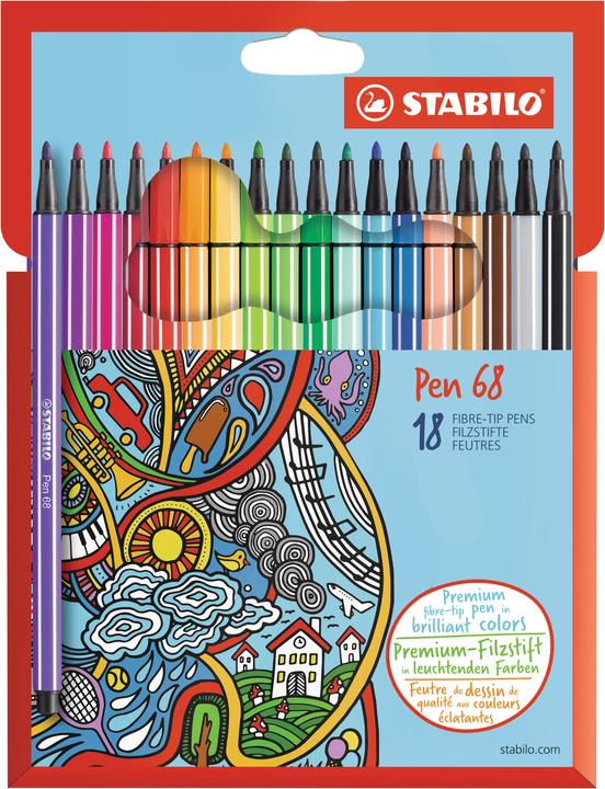 Immagine prodotto STABILO Penna 68 Pennarello premium (Multicolore, 18 x)