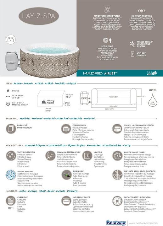 Produktbild Bestway Lay-Z-Spa Madrid (4 Pers.)