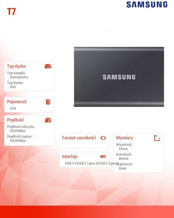 Produktbild Samsung Portable T7 Titan Grey (4 TB)