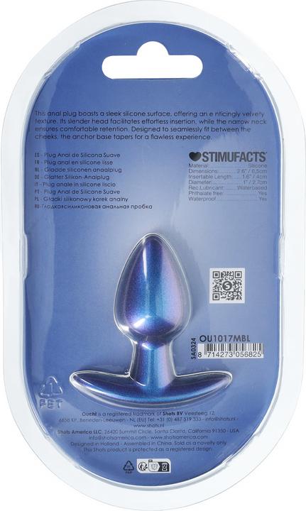 Produktbild Ouch! Glatter Silikon Anal Plug - Klein - 2,6 / 6,5 cm - Metallic Blau