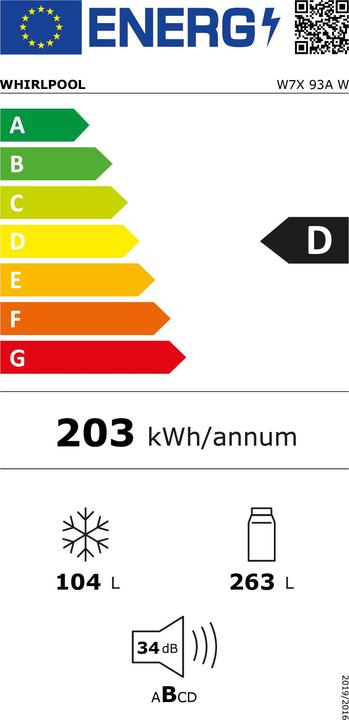 Energie-Label Whirlpool W7X 93A W (367 l)