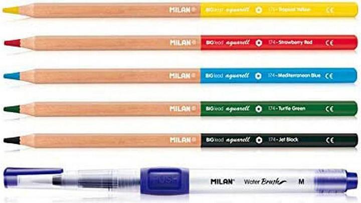 Actual product image Water brush + 5 watercolour pencils (Colored, 1 x)